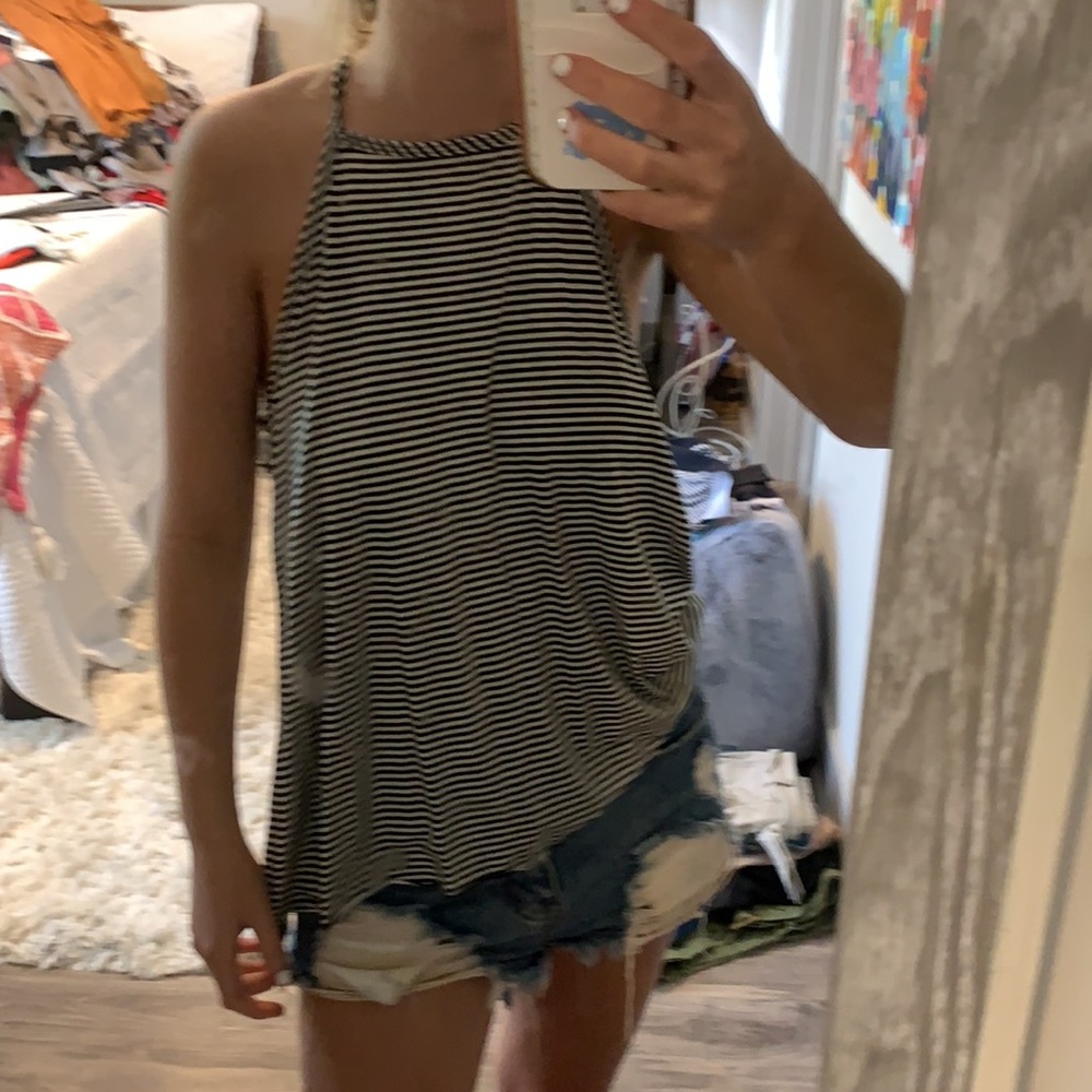 Black and white striped tank